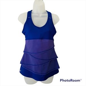 ATHLETA Purple Mesh Tiered,Racer Back,Built In Bra,Women's Tank Top/Shirt Size S
